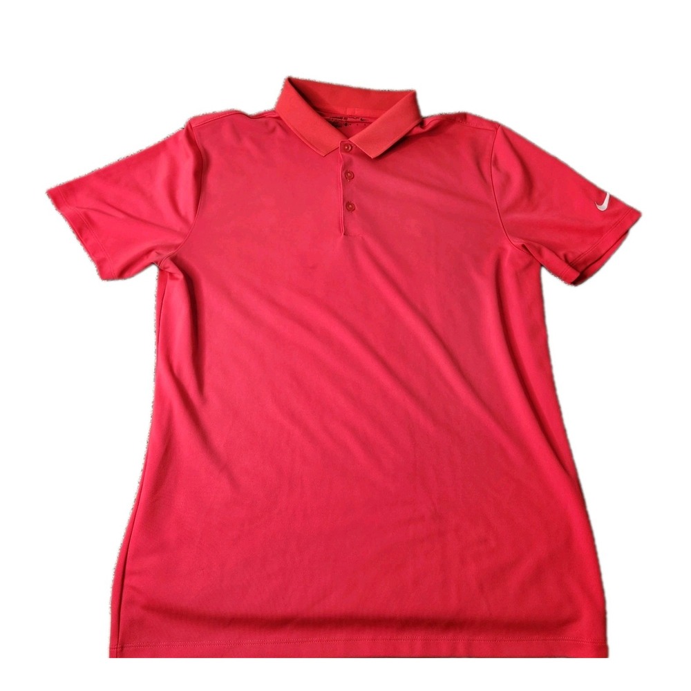 Nike Golf Polo Shirt Adult Medium Red/orange Golf Mens Dri-fit Standard Fit